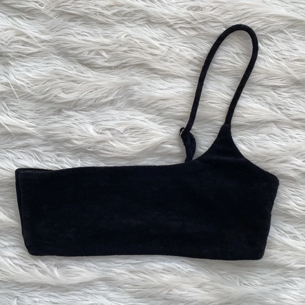 Sail On Honey | Terry Cloth One Shoulder Bikini Top